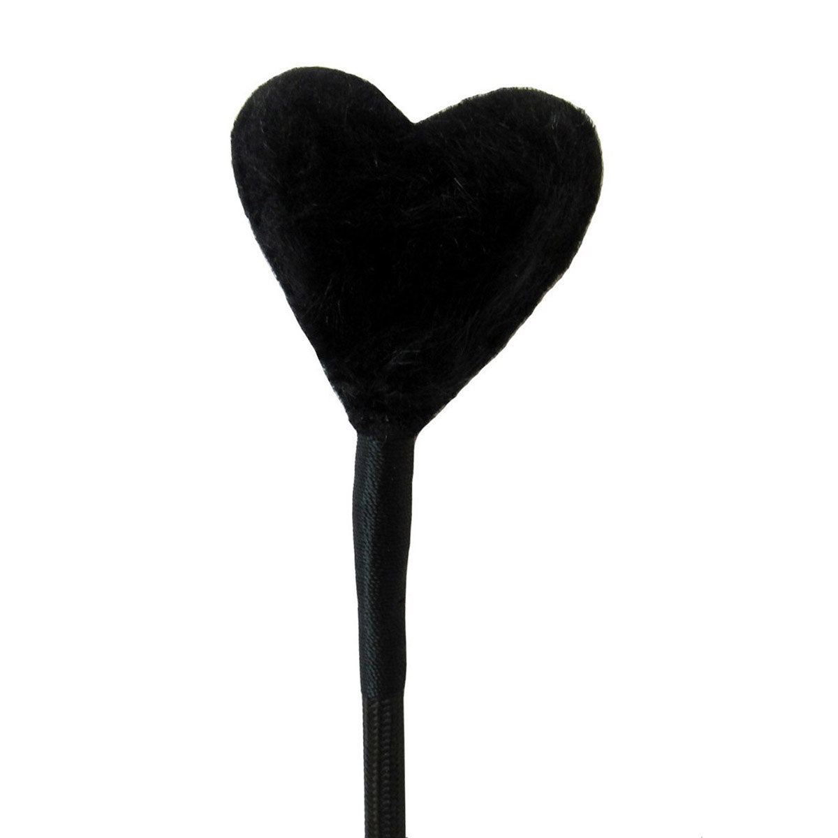 Ruff Doggie Styles Heart Fluff Tip Crop – Black and Pink Leather Crop with Braided Handle