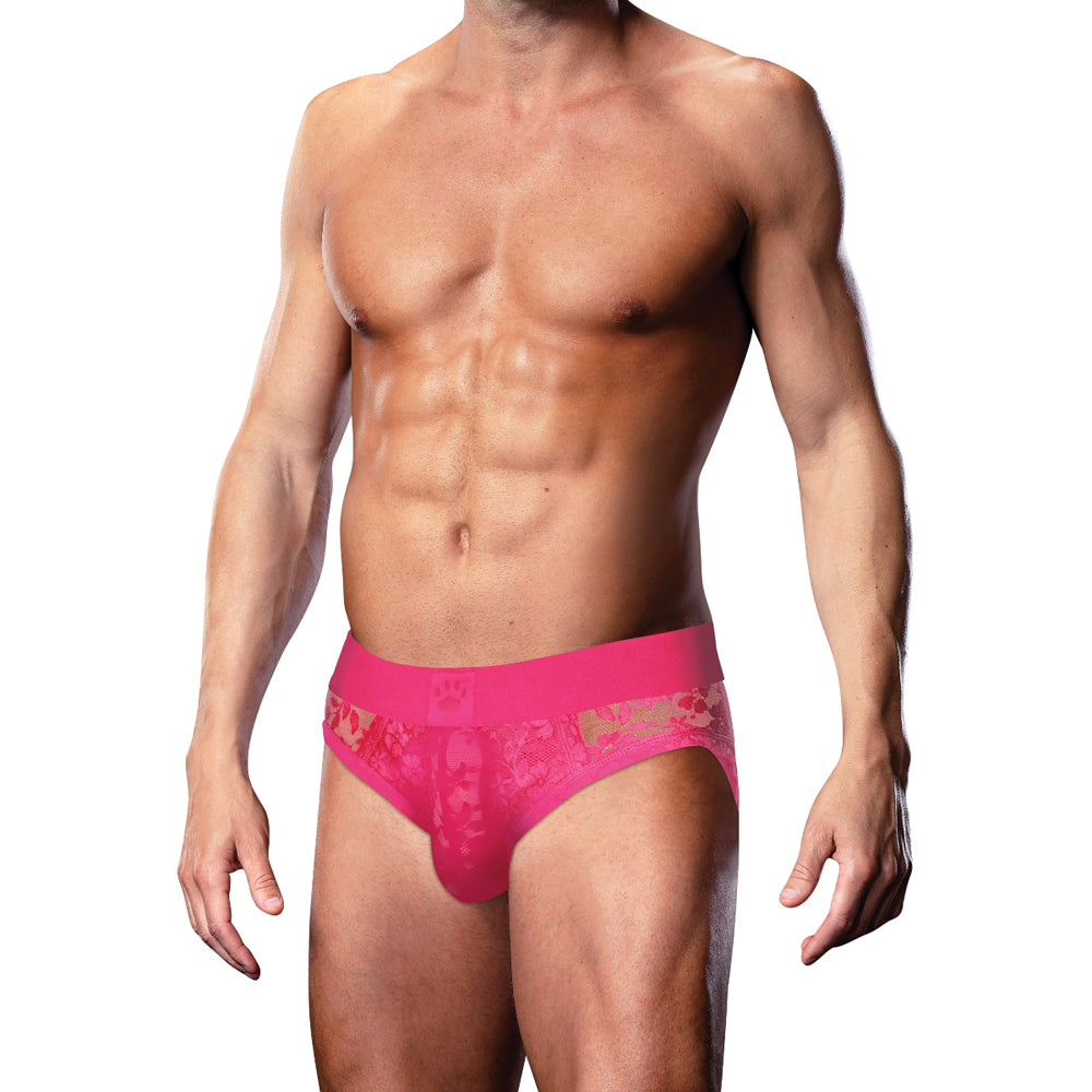 Prowler Lace Brief - Hot Pink - Size L