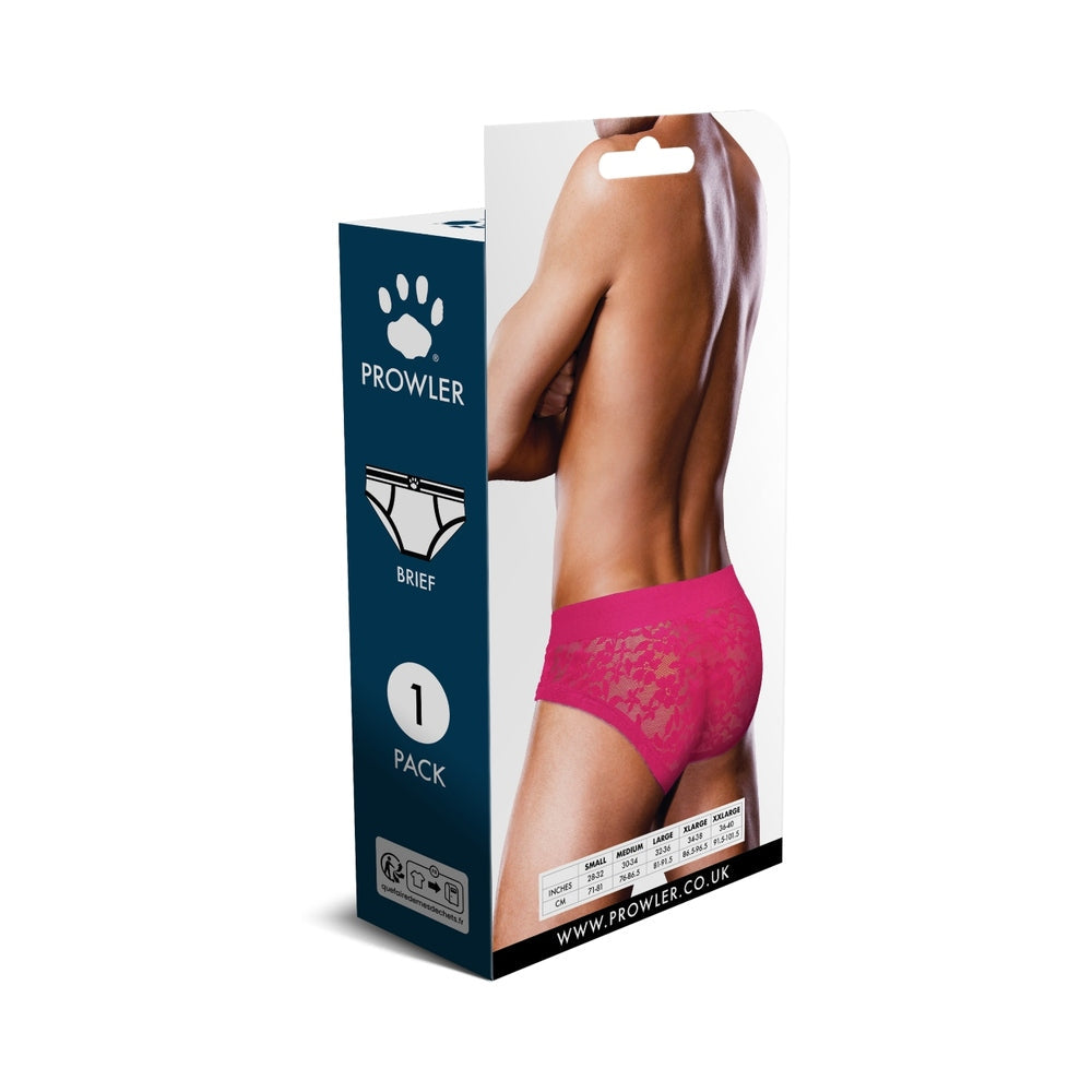 Prowler Lace Brief - Hot Pink - Size L