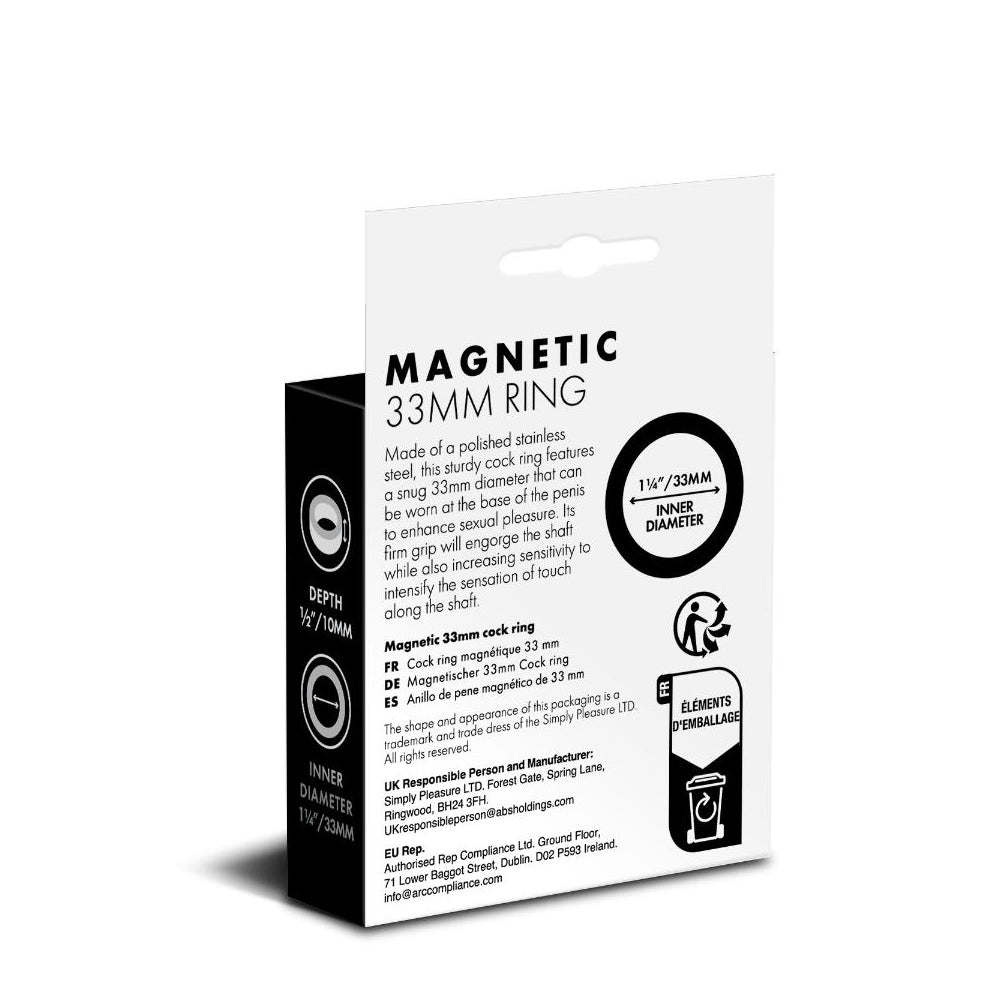 Prowler RED Magnetic 33mm Cock Ring – Silver