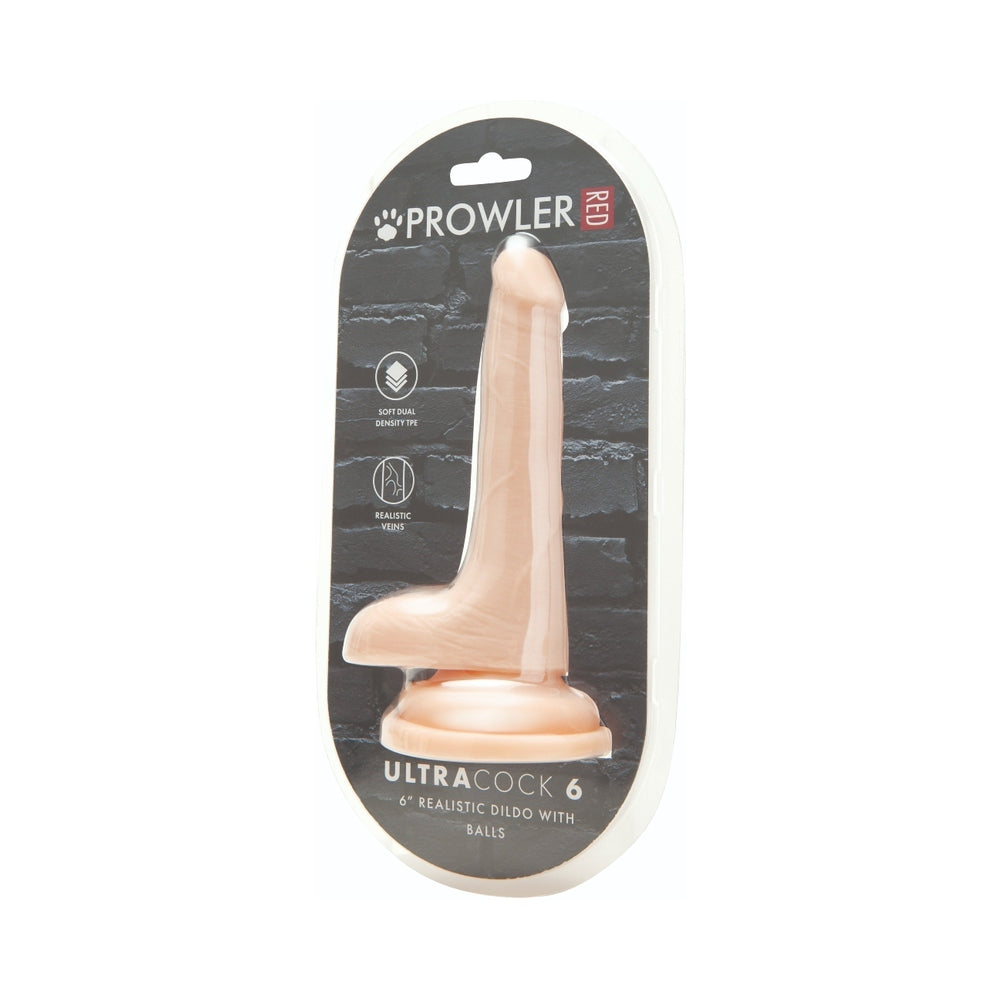 Prowler RED Ultra Cock 6 in. Realistic Dual Density Dildo with Balls - Vanilla