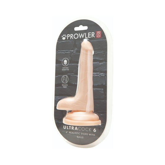 Prowler RED Ultra Cock 6 in. Realistic Dual Density Dildo with Balls - Vanilla