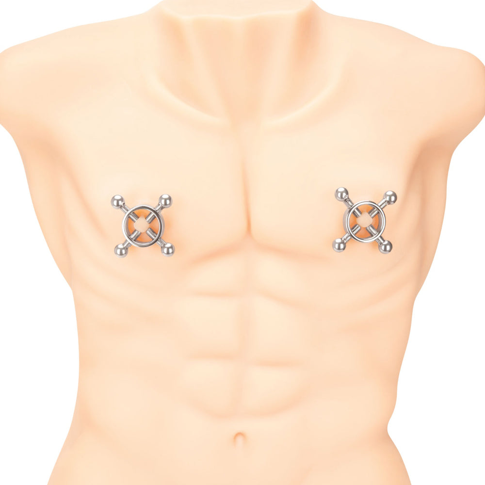 Prowler RED 4 Way Screw Nipple Clamp Set - Silver