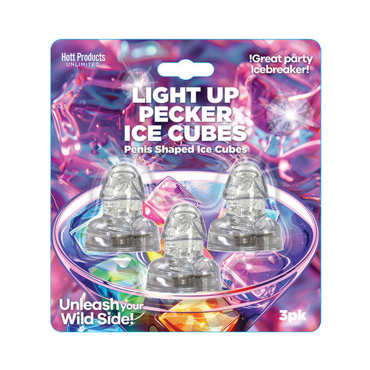 Hott Products Light Up Penis Ice Cubes 3-Pack – Clear