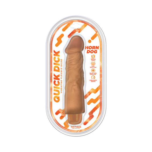 Quick Dick Horn Dog Vibrating Flexible Dildo – Tan