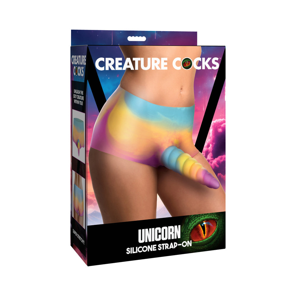 Creature Cocks Unicorn Silicone Strap-On – Multi-Color – Strapless Design with Anal Opening
