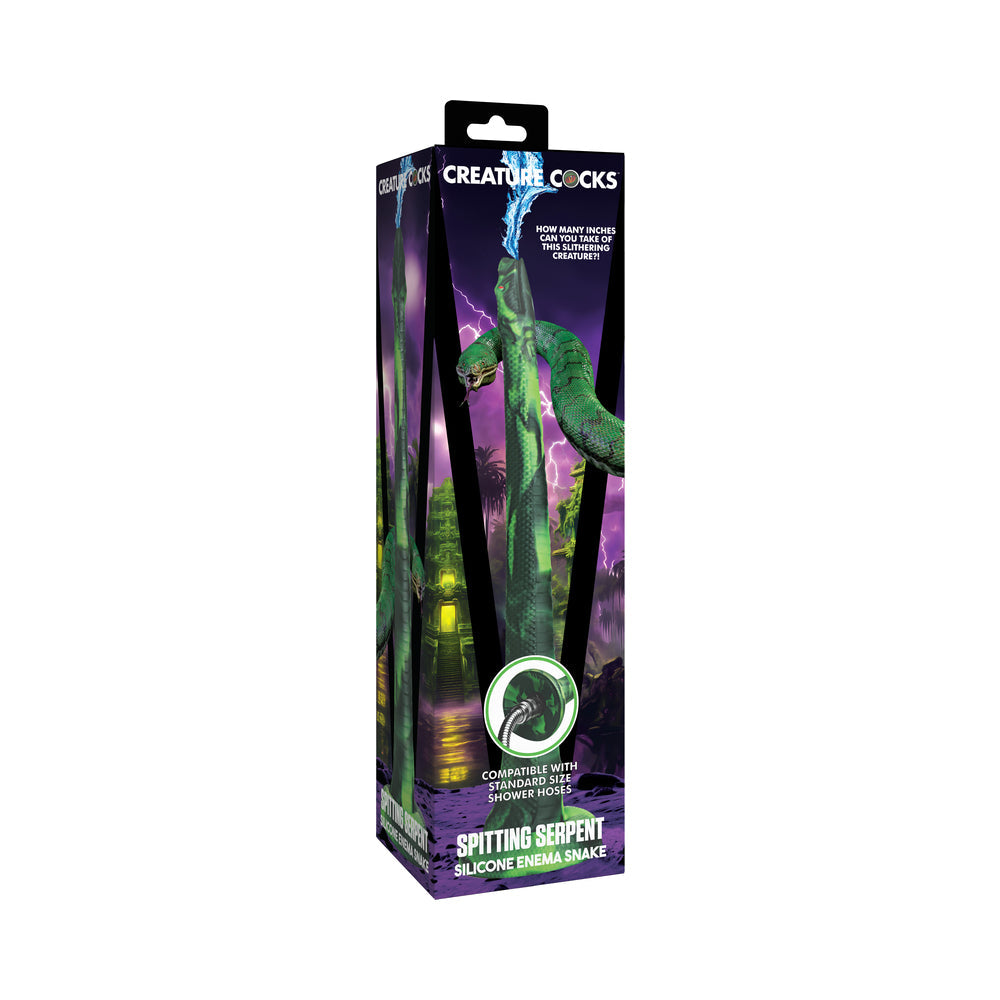 Creature Cocks Spitting Serpent Silicone Enema Hose – Green