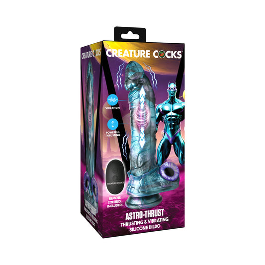Creature Cocks Astro-Thrust Thrusting & Vibrating Silicone Dildo – Multi-Color