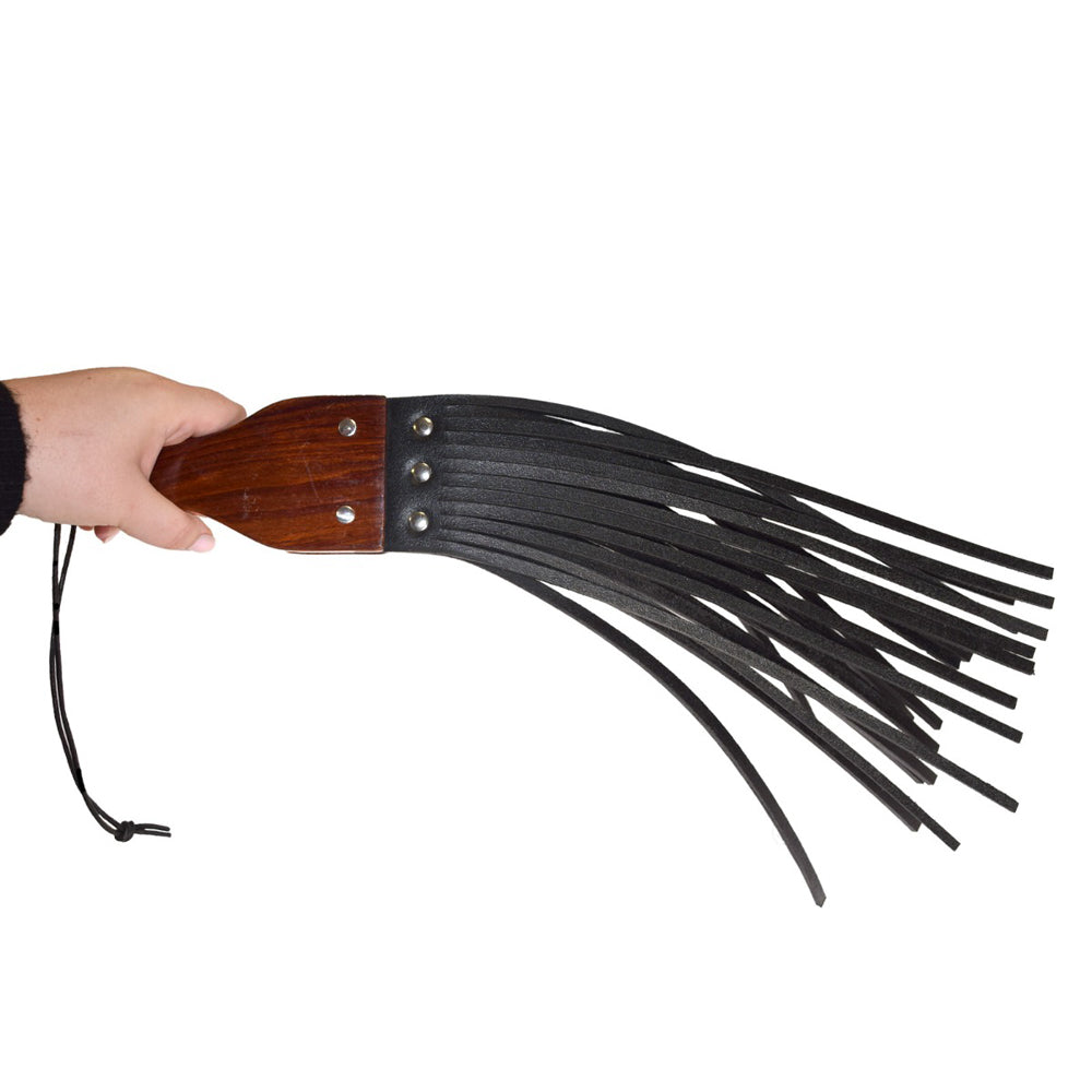 Prowler RED Leather and Wood Fringe Paddle – Black