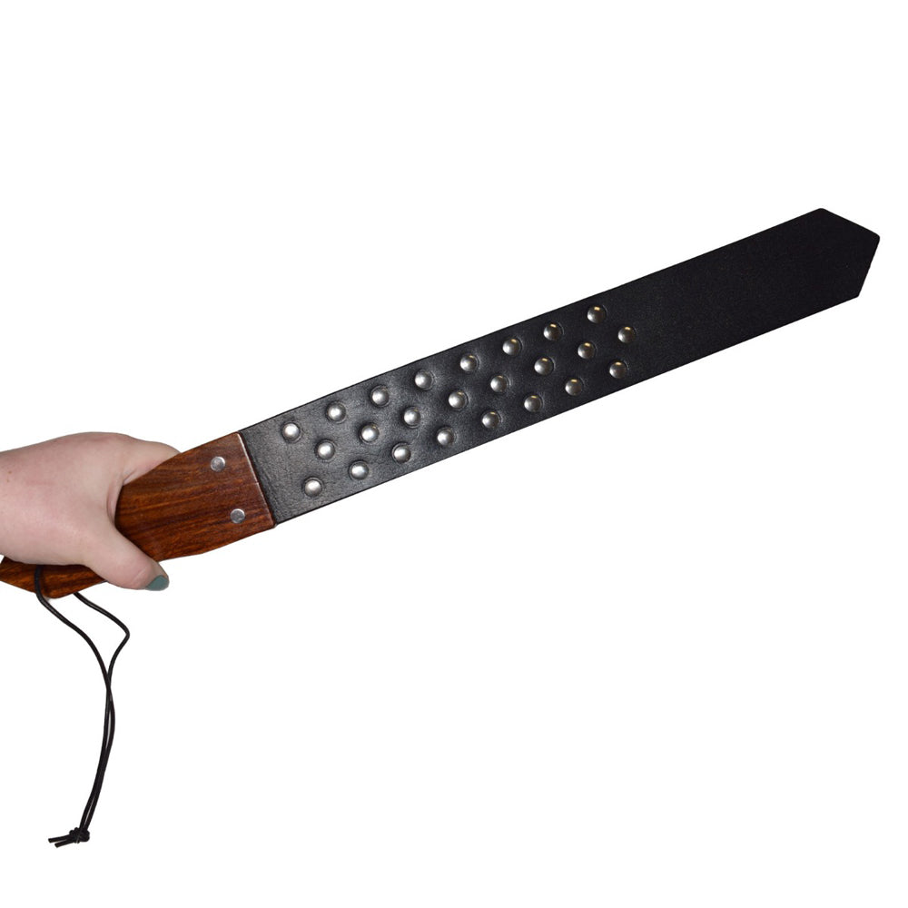 Prowler RED Leather and Wood Studded Paddle – Black
