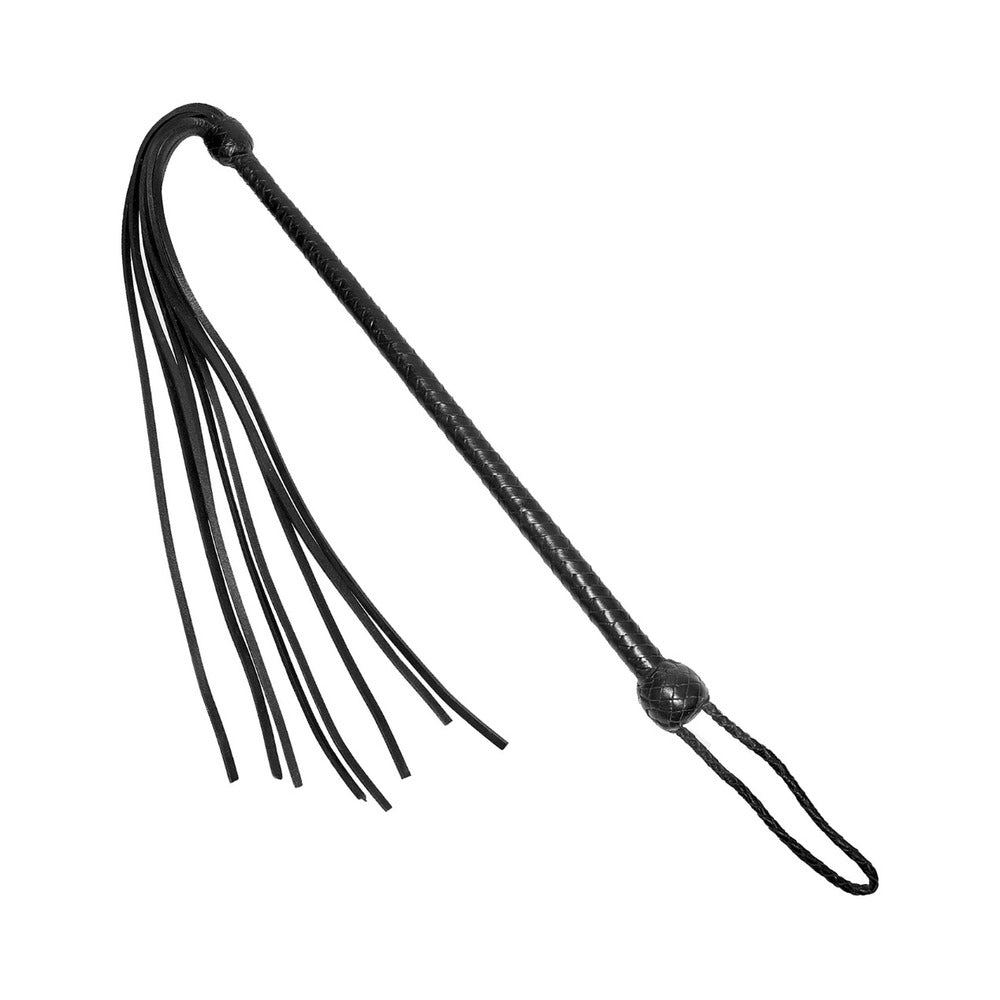 Prowler RED Long Handled Whip - Black Leather