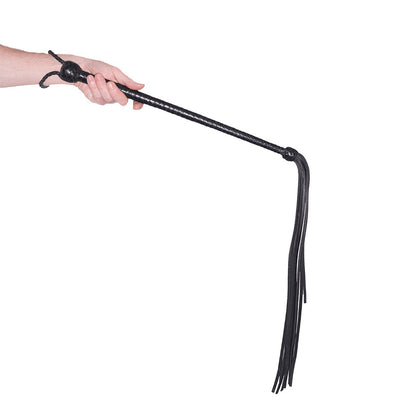 Prowler RED Long Handled Whip - Black Leather