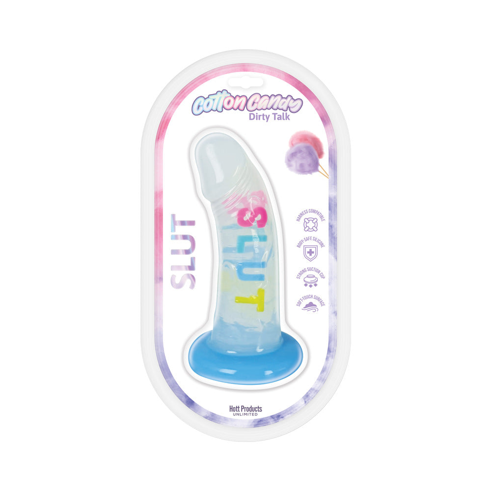 Hott Products Cotton Candy Dirty Talk Slut Silicone Dildo – Blue