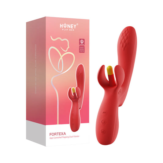Honey Play Box Fortexa App-Controlled Dual Stimulator with Flapping Function - Red