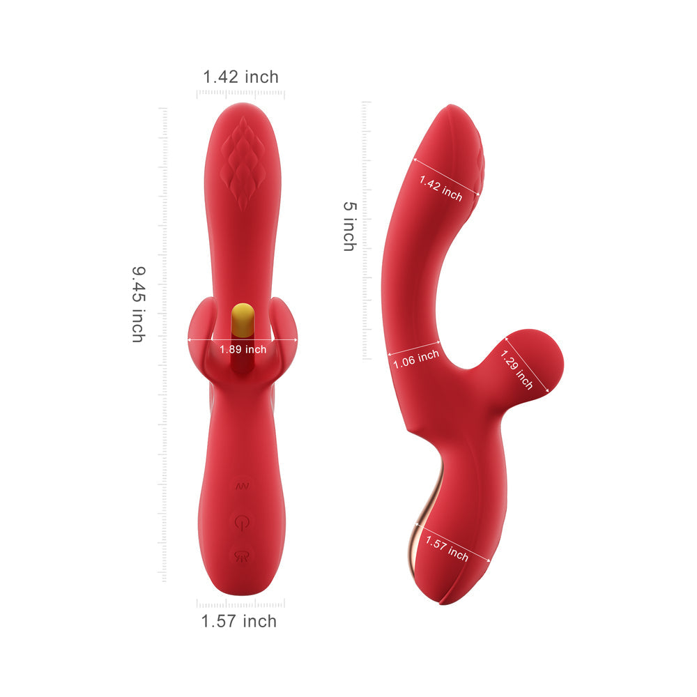Honey Play Box Fortexa App-Controlled Dual Stimulator with Flapping Function - Red