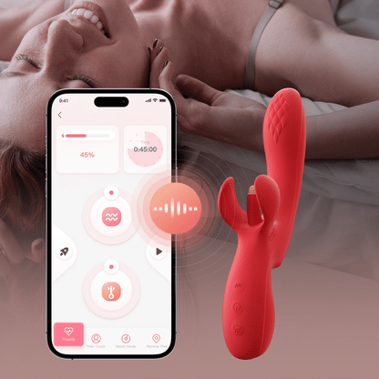 Honey Play Box Fortexa App-Controlled Dual Stimulator with Flapping Function - Red