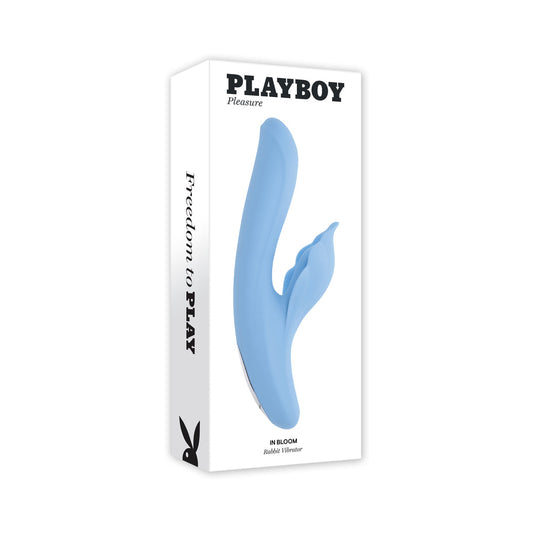 Playboy In Bloom Sky Dual Vibrator with Thrusting and Heating Functions - Blue