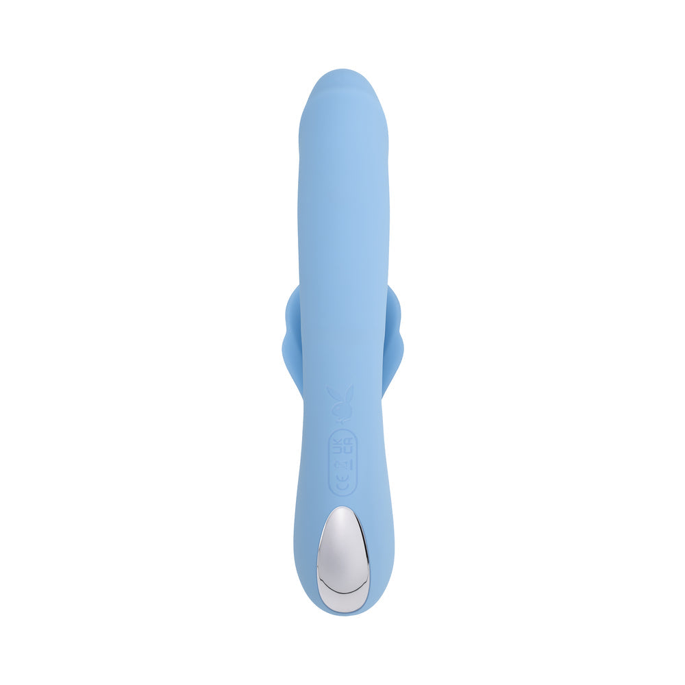 Playboy In Bloom Sky Dual Vibrator with Thrusting and Heating Functions - Blue
