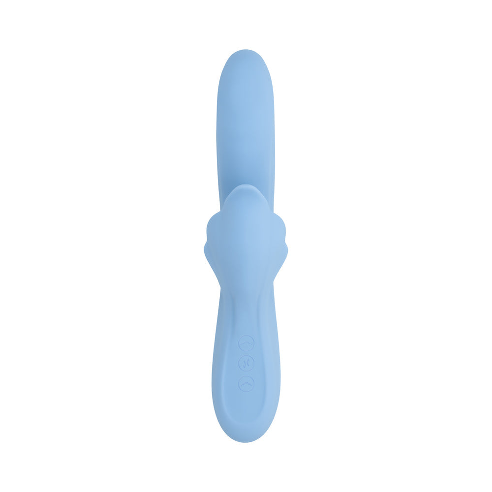 Playboy In Bloom Sky Dual Vibrator with Thrusting and Heating Functions - Blue