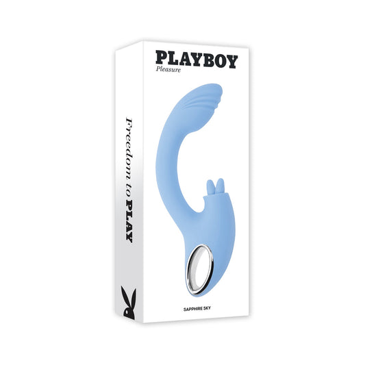 Playboy Sapphire Sky Dual Vibrator with Clitoral Stimulator – Blue