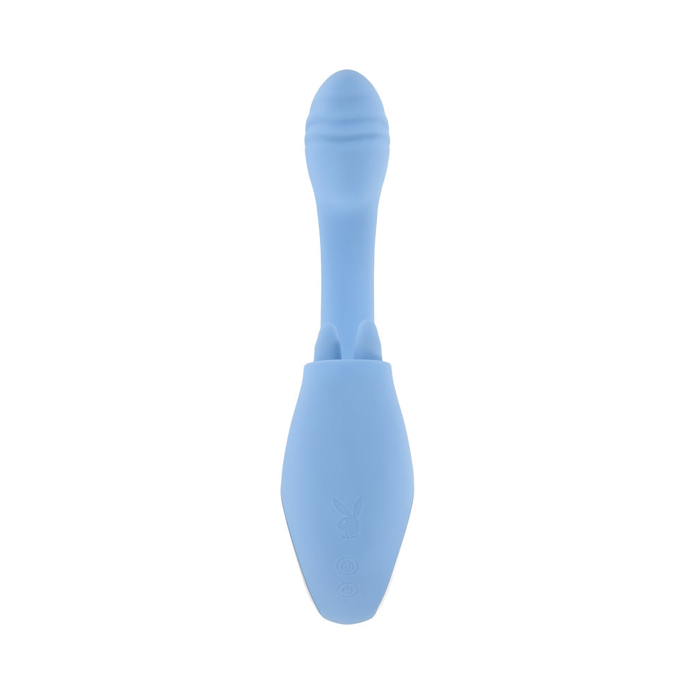 Playboy Sapphire Sky Dual Vibrator with Clitoral Stimulator – Blue