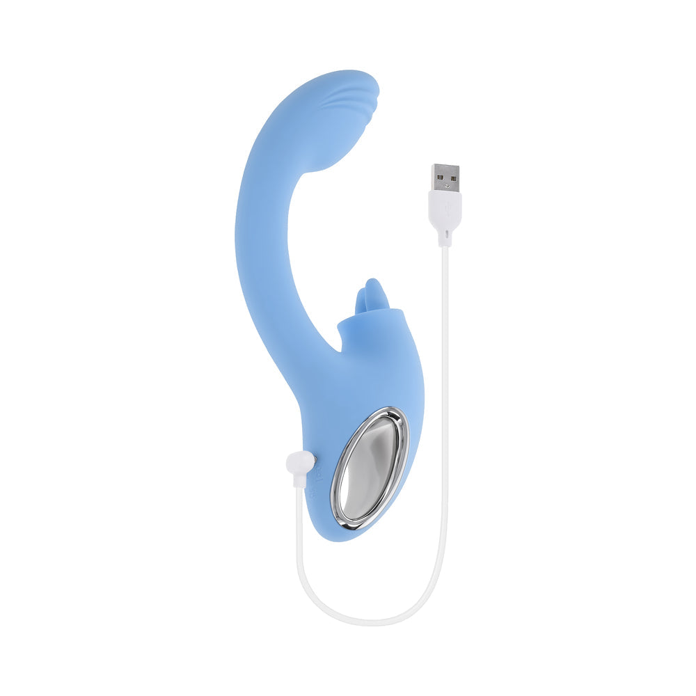 Playboy Sapphire Sky Dual Vibrator with Clitoral Stimulator – Blue