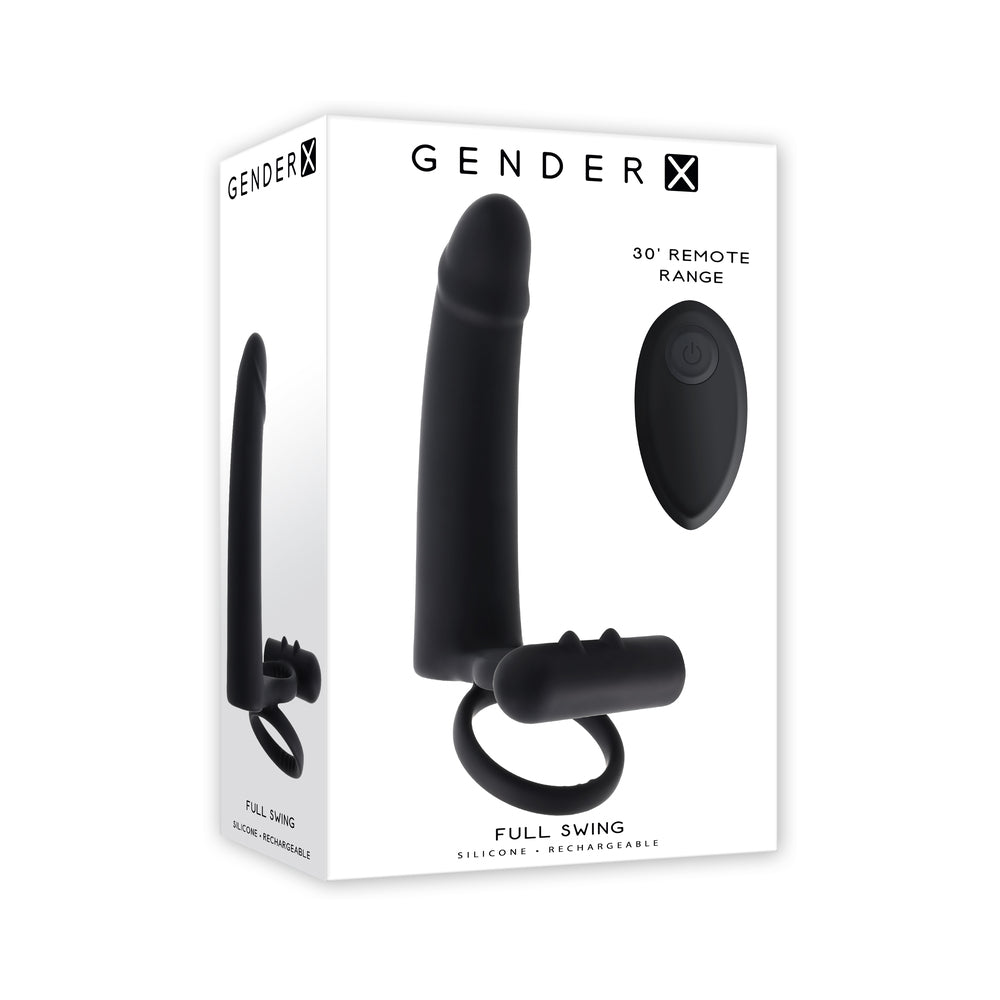 Gender X Full Swing Black Vibrating Ring with Remote Control