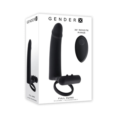 Gender X Full Swing Black Vibrating Ring with Remote Control