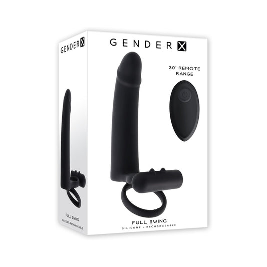 Gender X Full Swing Black Vibrating Ring with Remote Control