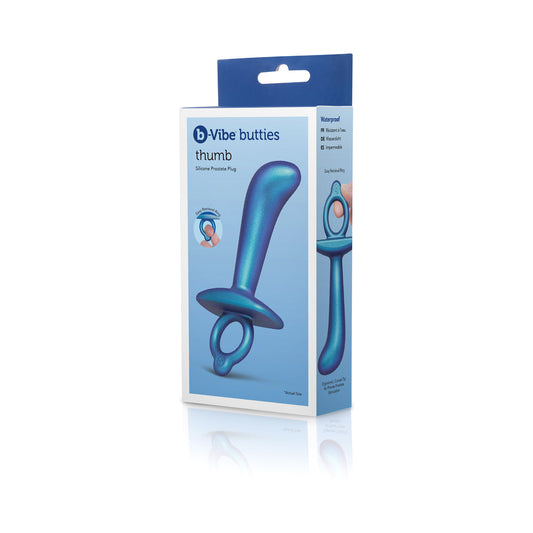 b-Vibe Thumb Silicone Prostate Plug with Curved Tip – Blue