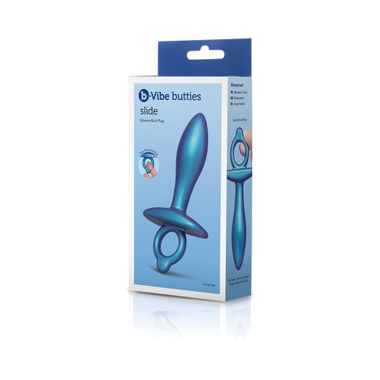 b-Vibe Slide Silicone Butt Plug – Blue – Waterproof