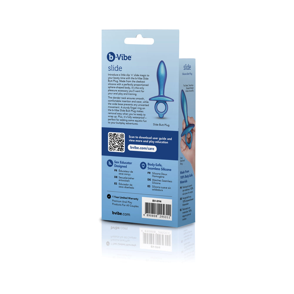 b-Vibe Slide Silicone Butt Plug – Blue – Waterproof