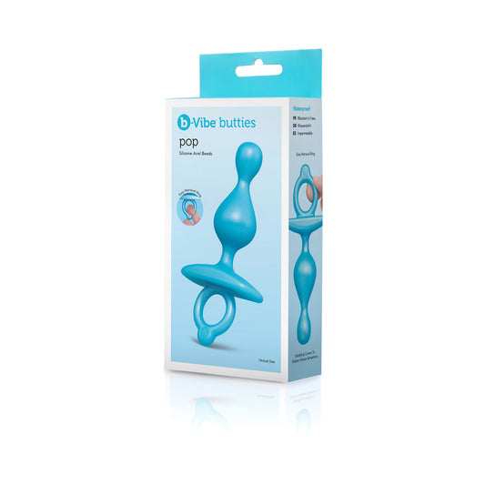 b-Vibe Pop Beaded Silicone Plug – Blue – Waterproof Anal Beads