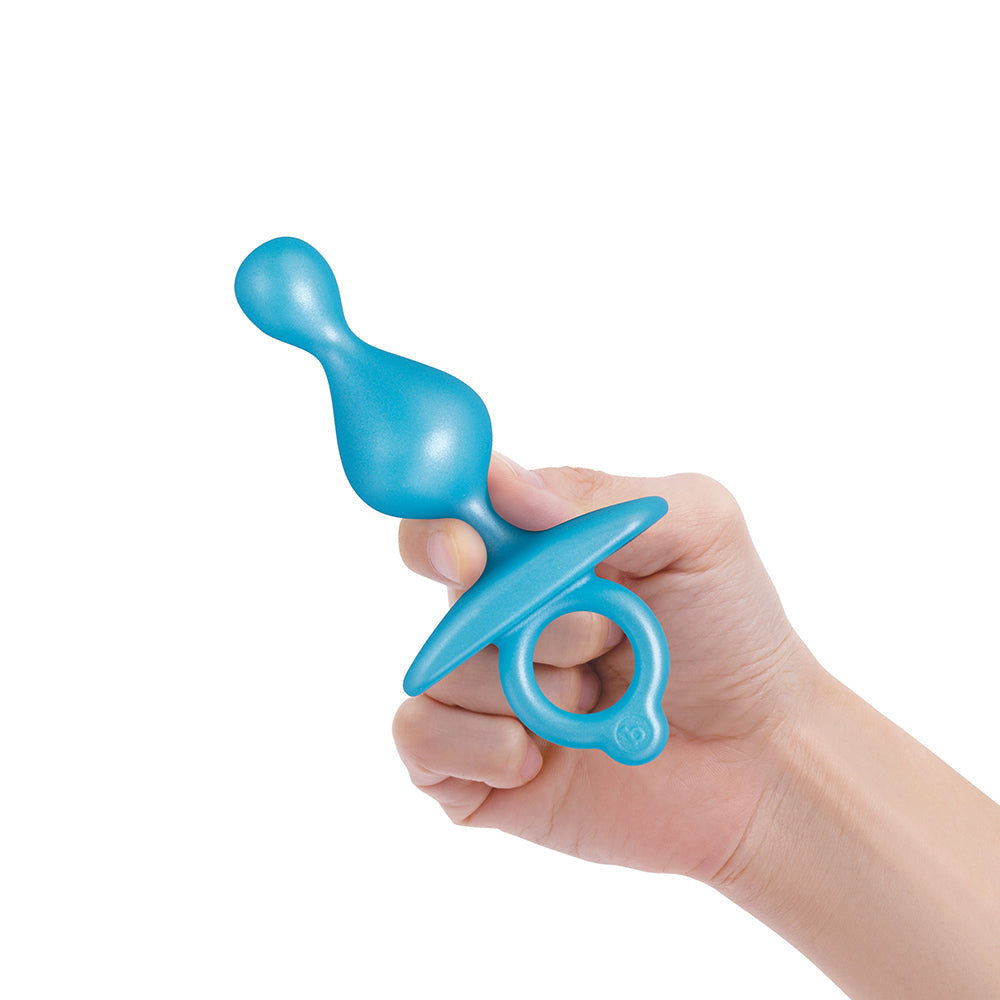 b-Vibe Pop Beaded Silicone Plug – Blue – Waterproof Anal Beads
