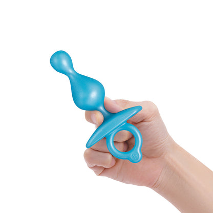 b-Vibe Pop Beaded Silicone Plug – Blue – Waterproof Anal Beads