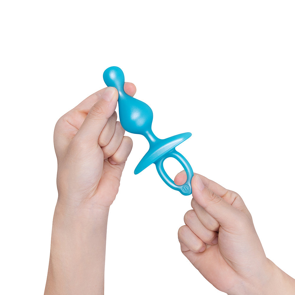b-Vibe Pop Beaded Silicone Plug – Blue – Waterproof Anal Beads