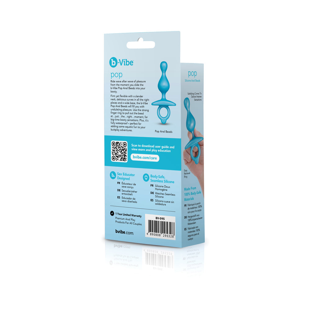 b-Vibe Pop Beaded Silicone Plug – Blue – Waterproof Anal Beads