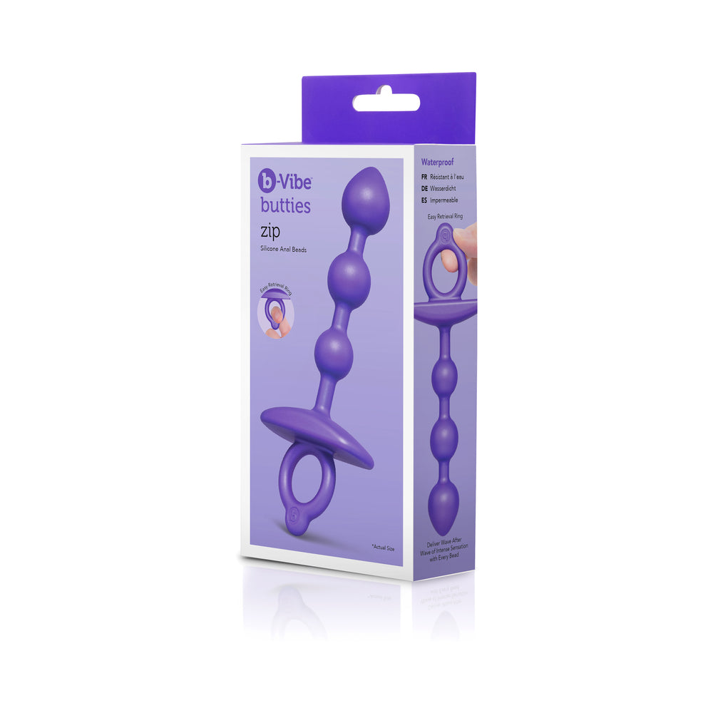 b-Vibe Zip Silicone Anal Beads – Blue – Waterproof