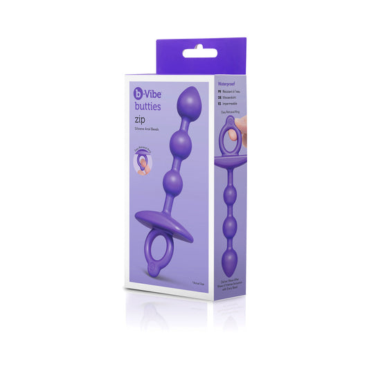 b-Vibe Zip Silicone Anal Beads – Blue – Waterproof