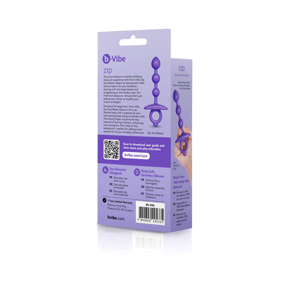 b-Vibe Zip Silicone Anal Beads – Blue – Waterproof