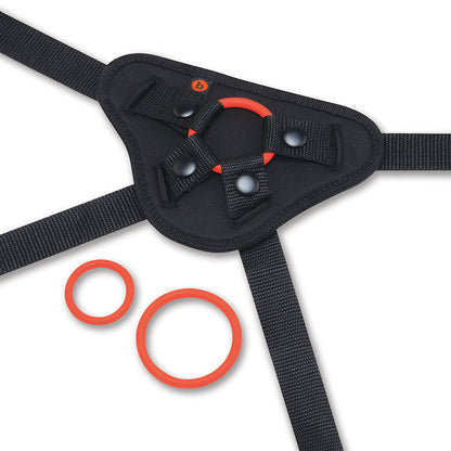 b-Vibe Beginners Strap-On Harness Set with 5 in. Silicone Dildo Peg - Orange