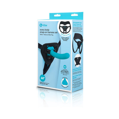b-Vibe Every Body Strap-On Harness Set with 6 in. Silicone Dildo - Blue