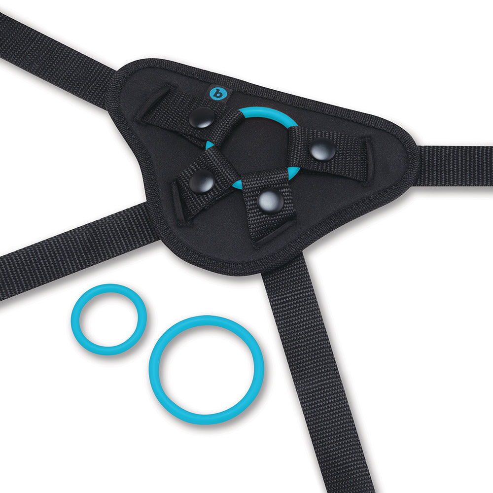 b-Vibe Every Body Strap-On Harness Set with 6 in. Silicone Dildo - Blue