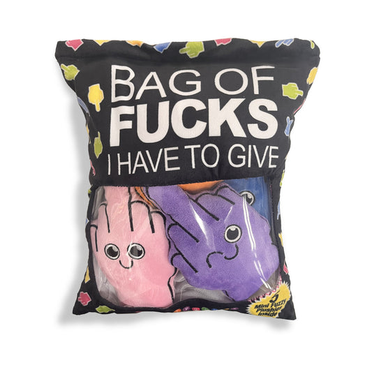 Little Genie Bag of Fucks I Have to Give Plushy Pillow with 5 Fingers – Assorted Colors