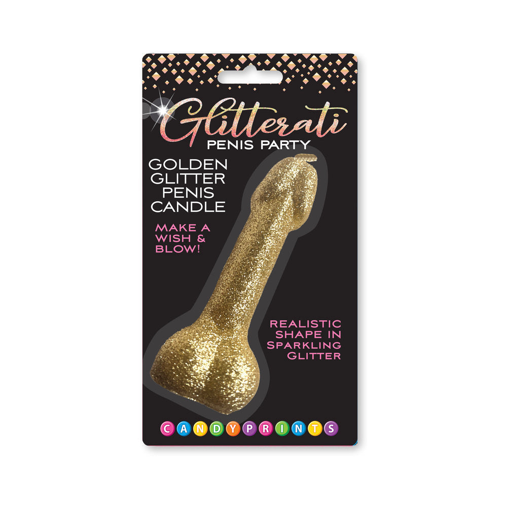 Little Genie Glitterati Penis Cake Candle – Gold – 4-inch Non-Shedding