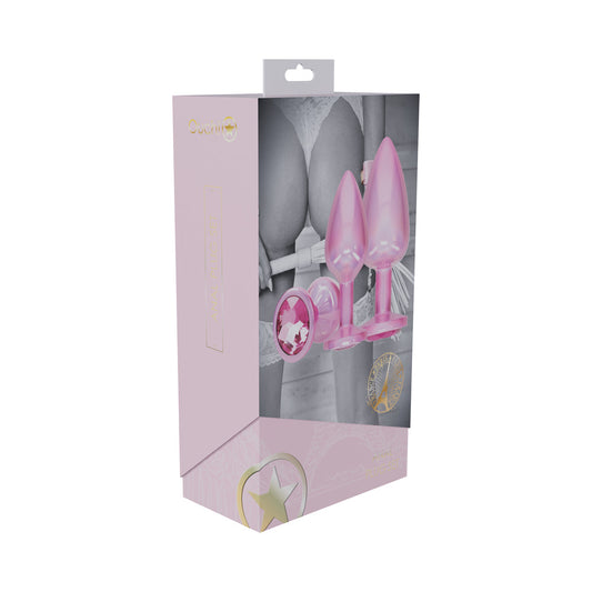 Ouch! International Paris Collection Metal Anal Plug Set - Pink Iridescent