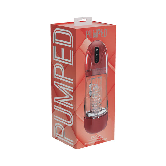 PUMPED SonicPull Masturbator Suction Vibration – Metallic Red