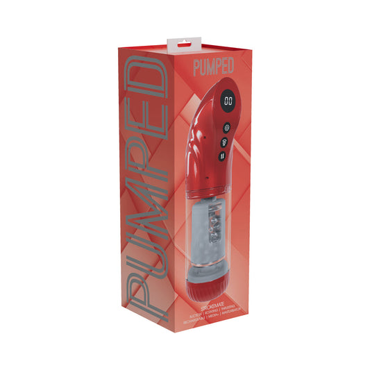 PUMPED StrokeMate Masturbator – Powerful Vacuum Action – Metallic Red