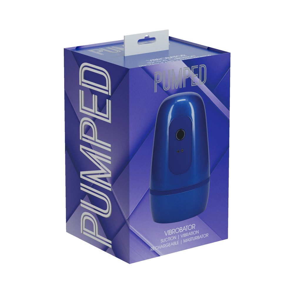 PUMPED Vibrobator Masturbator – Negative Pressure Suction Vibration – Metallic Blue