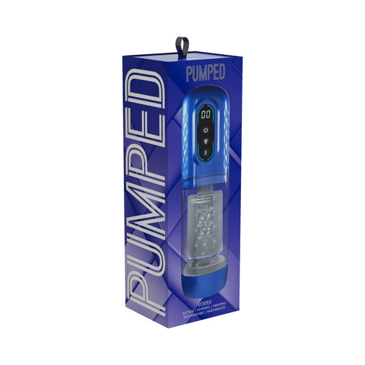 PUMPED Vortex Masturbator – Metallic Blue – Powerful Vacuum and Rotation Features